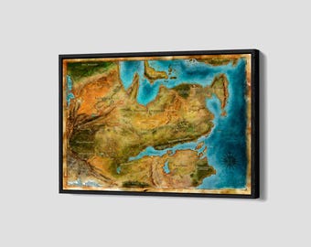 Dragon Age Map Poster Map of Thedas Canvas Game Fan Wall Art Gamer Framed Canvas Print Map Home Decor P69