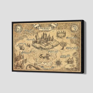 Zweinsteinkaart poster tovenaarswereld canvas fantasie tovenaarskaart kunst aan de muur magische wereld ingelijste canvas print home decor P104