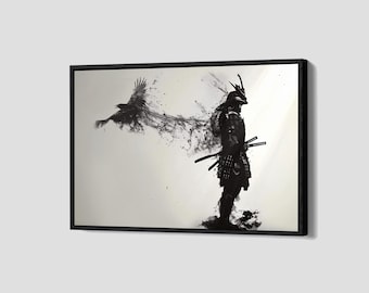 Samurai Poster Katana Canvas Samurai Wall Art Ronin Kung Fu Framed Canvas Print Japanese Home Decor P169 Birthday Gift
