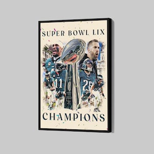 Philadelphia Eagles Super Bowl LIX Champions Poster Football Canvas NFL Wall Art Sports Framed Canvas Print Home Decor P213 Birthday Gift