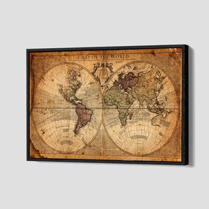 Ancient World Map Poster World Map Canvas Print XVII Century Wall Art Vintage Atlas Framed Canvas Print Home Decor P13 Birthday Gift