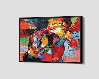 Rocky Balboa vs Apollo Creed Poster Boxing Sports Canvas Leroy Neiman Wall Art Rocky Balboa Framed Canvas Print Home Decor P43 Birthday Gift