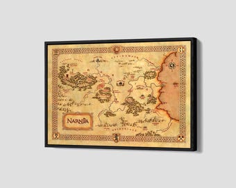 The Chronicles of Narnia Map Poster Edmund Pevensie Canvas Witch and the Wardrobe Wall Art Framed Canvas Print P220 Birthday Gift