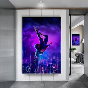 Spider Man Poster Into the Spider Verse Canvas Movie Wall Art Miles Morales Framed Canvas Print Comic Home Decor P147 Birthday Gift