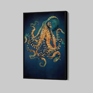 Octopus Poster Luxury Canvas Art Octopus Wall Art Under Ocean Life Framed Canvas Print Outdoor Home Decor P163 Birthday Gift