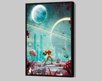 Super Metroid Poster Video Game Canvas Gaming Room Wall Art Modern Framed Canvas Print Home Decor P214 Birthday Gift