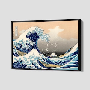 La grande onda di Kanagawa, stampa artistica su tela, stampa giclée su tela incorniciata, decorazione per la casa con oceano, P171
