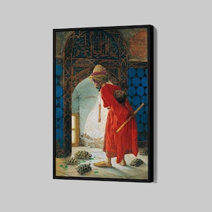 Turtle Trainer Poster Osman Hamdi Bey Canvas Gobelin Tapestry Wall Art Turkish Framed Canvas Print Home Decor P227 Birthday Gift