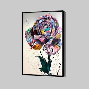Banksy Rose Graffiti Poster Street Art Rose Canvas Print Famous Mural Wall Art Framed Canvas Print Rose Home Decor P25 Birthday Gift