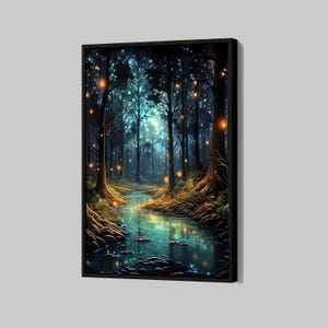 Illuminated Forest Fireflies Poster Artful Nature Fireflies Canvas Botanical Wall Art Framed Canvas Print Home Decor P107 Birthday Gift