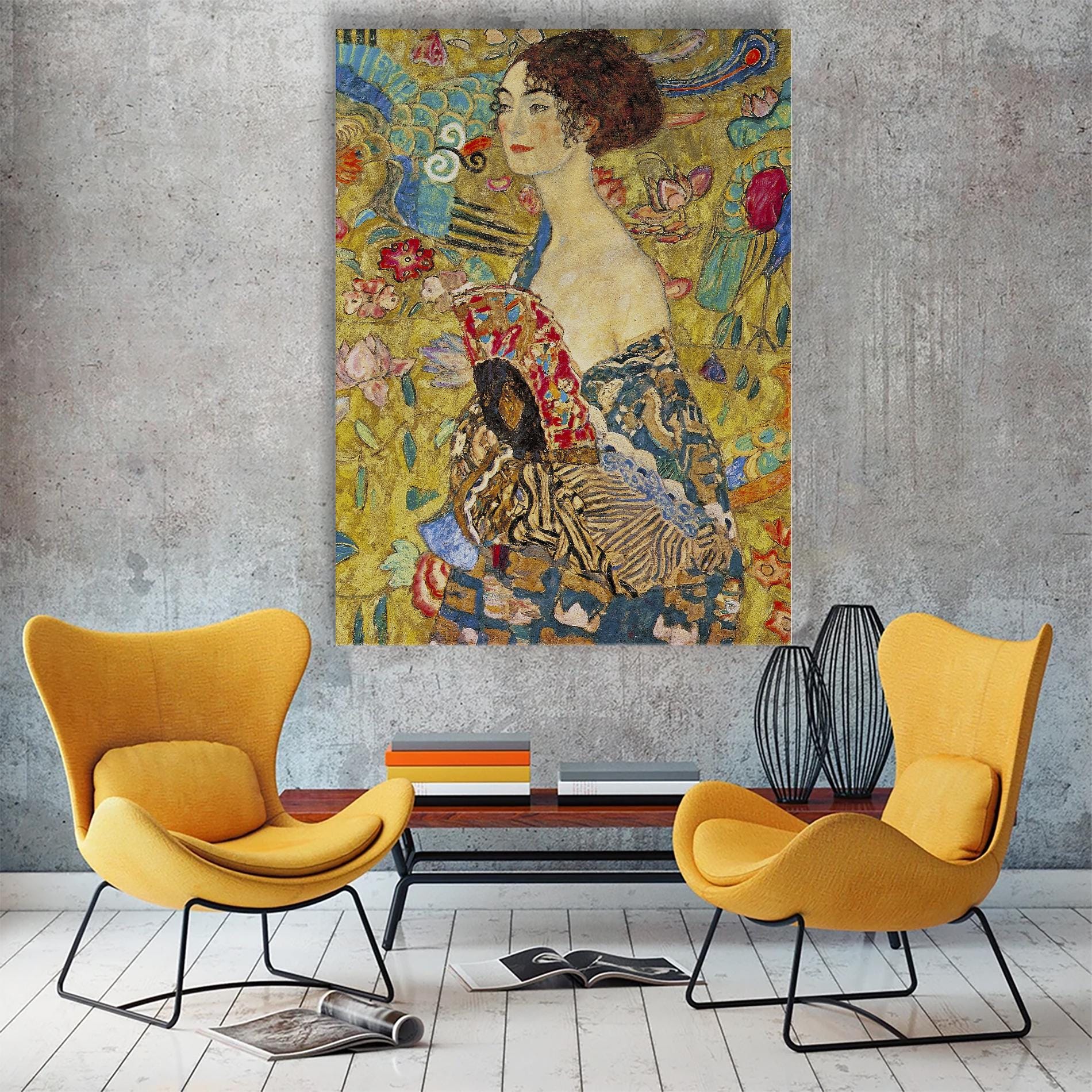 Gustav Klimt Lady With Fan Poster Reproduction Canvas Klimt Lady Wall ...