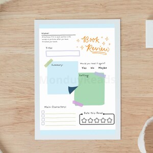 Book Review Printable Bundle, 2 Aesthetic PDF Templates, Reading Journal Pages for Book Lovers, BookTok Readers, Book Club Reading Review