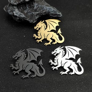 Drachen-Anstecknadel, hohle Drachenbrosche, 18K vergoldete Edelstahl-Anzugsnadel, silberne schwarze Herren-Anstecknadel, mythisches Geschenk