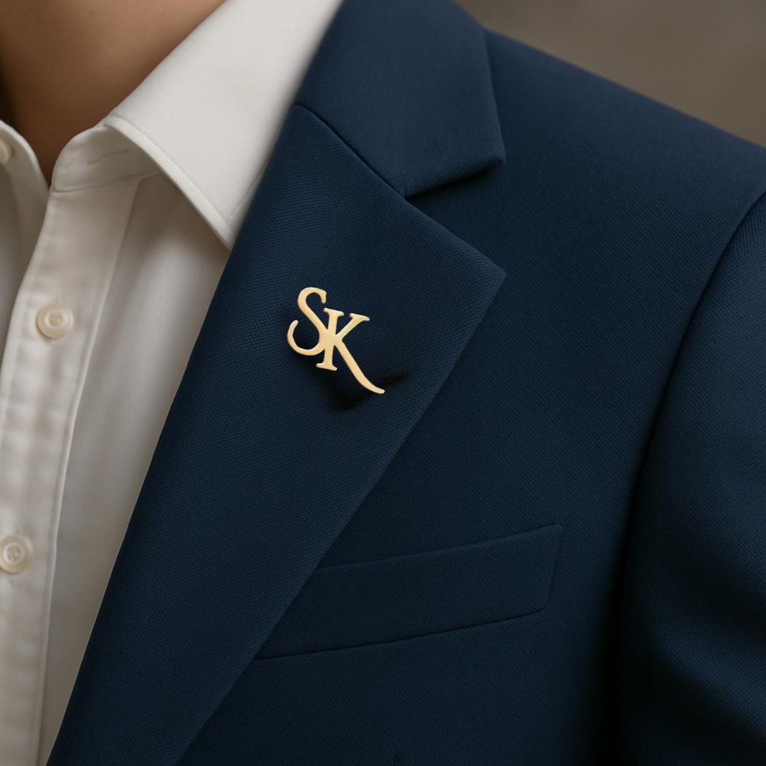 Premium Custom Monogram Brooch, Personalized Gold Silver Rose Gold ...
