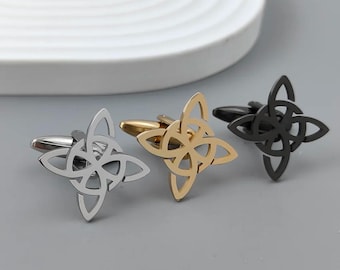 Celtic Knot Cufflinks for Men | Hollow Irish Symbol Cuff Links | Wedding Gift for Him | Viking Pagan Jewelry | Scottish Irish Heritage Gift