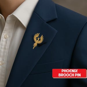 Phoenix Totem Brooch Pin, Powerful Rising Bird Lapel Pin, Stainless Steel Symbol Rebirth Symbol, Firebird Pin for Jacket, Suit, Wedding Gift