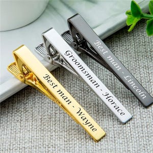 Custom Name Engraving Tie Clips, Custom Message Tiepin, Custom Engraved Best Man Tieclip, Personalized Groomsman Gift, Monogram Men Tie Clip