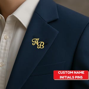 Custom Initial Lapel Pin, Personalized Wedding Brooch for Groom, Groomsmen & Best Man Gift, Initial Lapel Badge, Best Man Gift, Gift for Him