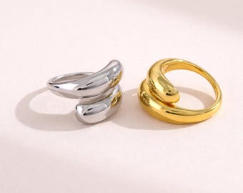 Unusual Sculptural Ring • 18K Gold Plated Ring • Abstract Statement Ring • Modern Minimalist Open Ring • Gift for Her