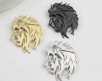 Lion Head Hollow Lapel Pin – 18K Gold-Plated Stainless Steel Brooch for Men’s Suits, Tuxedos & Formal Dress