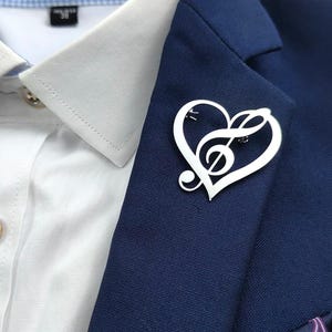 Love Note Custom Brooch Pin, Elegant Music Note Lapel Pin for Men Women, Stainless Steel Corsage for Suit Dress or Bag, Brooch for Musicians