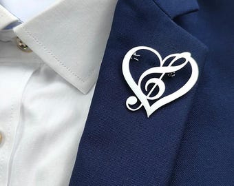 Spilla Nota Musicale In Argento – Gioiello Moda Donna – Ideale Per Matrimonio E Sposa