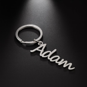 Custom Name Keychain, Personalized Stainless Steel Keyring, Custom Initial Bag Charm for Him Her, Stainless Steel Keychain Gift