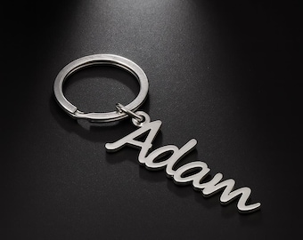 Custom Name Keychain, Personalized Stainless Steel Keyring, Custom Initial Bag Charm for Him Her, Stainless Steel Keychain Gift