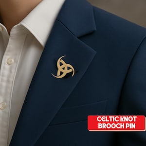 Triangular Celtic Day Pin, Stainless Steel Celtic Knot Lapel Brooch, Pagan Symbol Brooch | Gift for Irish friend, Gift for Dad, Vikings Gift