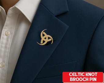 Triangular Celtic Day Pin, Stainless Steel Celtic Knot Lapel Brooch, Pagan Symbol Brooch | Gift for Irish friend, Gift for Dad, Vikings Gift