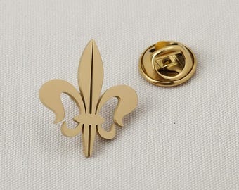 French Fleur De Lis Lapel Pin | 316L Stainless Steel Brooch | Wedding Groomsmen Boutonniere