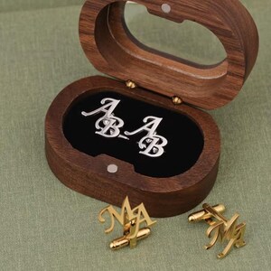 Gemelos con inicial de nombre, gemelos personalizados con inicial de letra, gemelos de oro y plata, regalo para padrinos de boda, cumpleaños y aniversario.