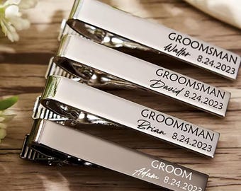 Custom Name Engraving Tie Clips, Custom Message Tiepin, Custom Engraved Best Man Tieclip, Personalized Groomsman Gift, Monogram Men Tie Clip