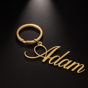 Custom Metal Keychain, Personalized Name Keyring, Custom Initial Bag Charm for Him Her, Custom Gold Keychain Gift, Name Steel Keychains
