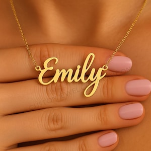 Zierliche minimalistische Namenskette, benutzerdefinierter Schmuck, 18K vergoldete Namenskette, personalisierte minimalistische Namenskette, Geschenk zum Muttertag