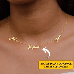 Multi Name Family Necklace, Multiple Name plated Necklace, Personalized Multiple Name Necklace 5 Names, Necklace for Mom, Gift For Her