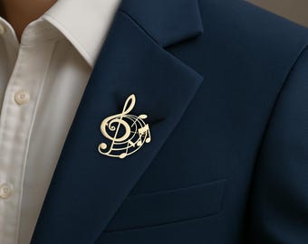 Music Symbol Brooch Pin, Elegant Music Jewelry Men Women, Stainless Steel Corsage for Suit Dress or Bag, Perfect Musicians Gift