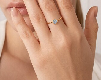 Birthstone Stacking Ring • Gold Plated Stainless Steel Ring • Minimalist Birth Month Ring • Dainty Finger Ring • Gift for Her
