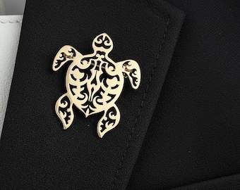 Turtle Lapel Pin Stainless Steel Brooch, Gold Silver Black Sea Turtle Pin, Animal Suit Accessory, Beach Wedding Gift, Ocean Lover Jewelry