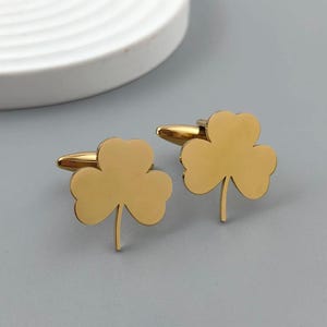 Boutons de manchette trèfle style punk Boutons de manchette en acier inoxydable pour homme, boutons de chemise française, boutons de manchette personnalisés avant-gardistes, cadeau de mariage pour homme