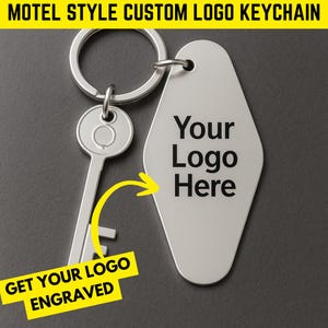 Personalized Motel-Style Stainless Steel Keychains, Custom Logo Name Engraved, Motel Keytag, Hotel Tag, Motel Style Keyring, Retro Vintage