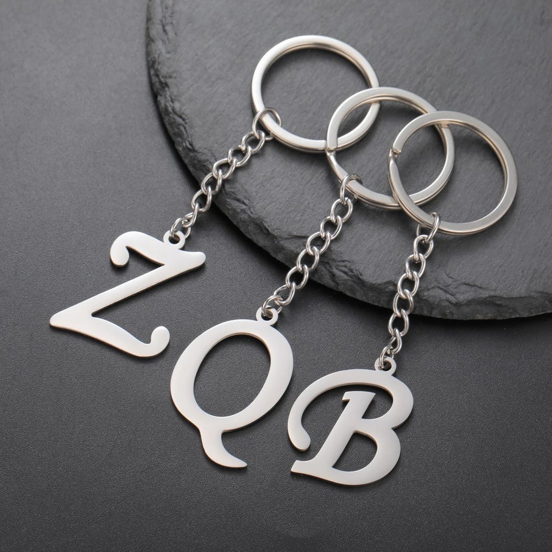 A–Z Initial Letter Keychain, Custom Initial Bag Charm for Him Her ...