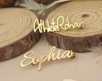 Custom Name Brooch,  Personalized Stainless Steel Lapel Pin for Men & Women, Gold Silver Name Badge Brooch | Gift for Him or Her
