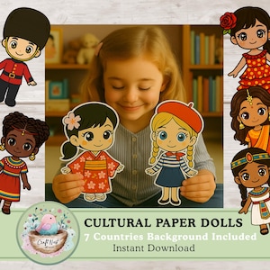 Cultural Paper Dolls Printable | DIY Craft Kit | Homeschool Creative Activity | Instant Download