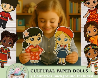 Cultural Paper Dolls Printable | DIY Craft Kit | Homeschool Creative Activity | Instant Download