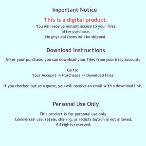 Puede incluir: Un aviso azul claro con texto negro que detalla informaci&oacute;n sobre productos digitales. El texto incluye "Aviso importante", "Este es un producto digital" e instrucciones de descarga. Tambi&eacute;n indica que el producto es solo para uso personal.
