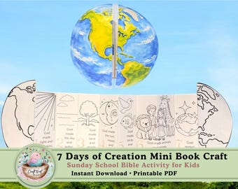 7 Days of Creation Mini Book | Bible Story Craft | Sunday School Activity