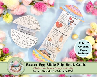 Christian Easter Craft for Kids | Easter Bible Flip Book | Sunday School Easter Activity | Resurrection Story Printable