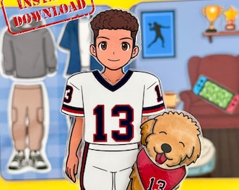 Football Printable Paper Doll - DIY Craft quiet book