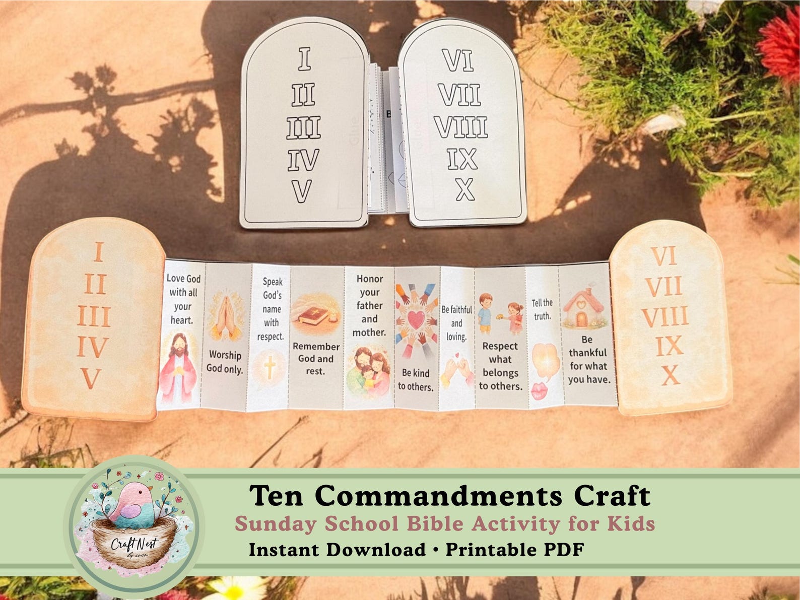 Ten Commandments Craft for Kids Printable | Sunday School Bible ...